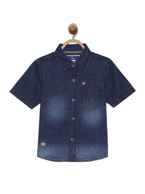 

612 league Boys Navy Blue Classic Casual Shirt