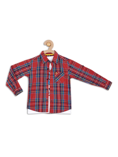 

612 league Boys Rust Classic Checked Casual Shirt