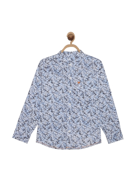 

612 league Boys Blue Classic Floral Printed Casual Shirt