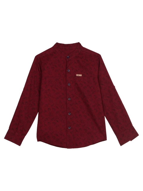 

612 league Boys Maroon Classic Floral Printed Casual Cotton Shirt