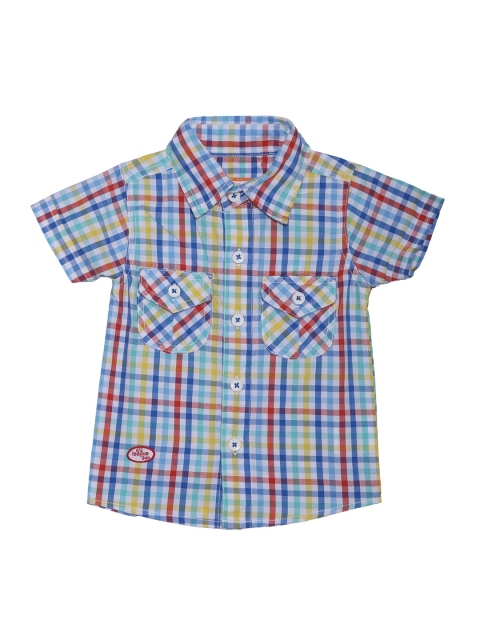 

612 league Boys White Classic Checked Cotton Casual Shirt