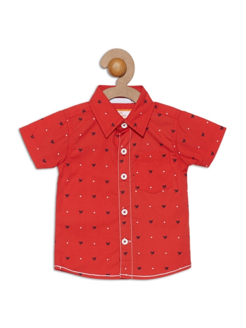 

612 league Boys Red Classic Printed Casual Shirt