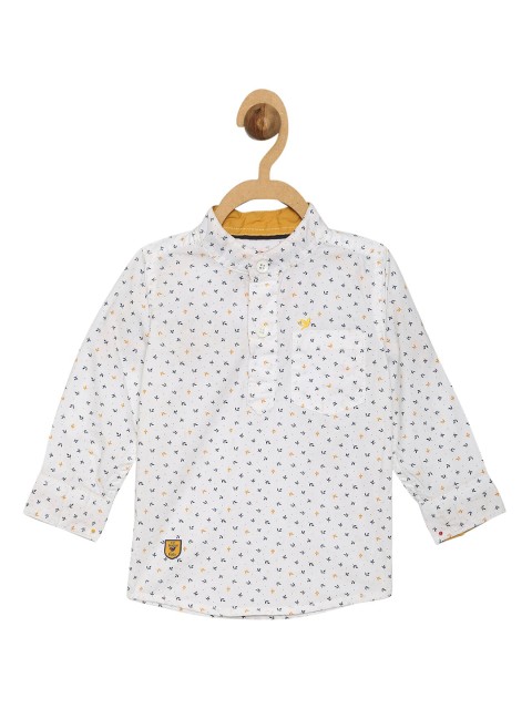

612 league Boys White Classic Floral Printed Casual Shirt