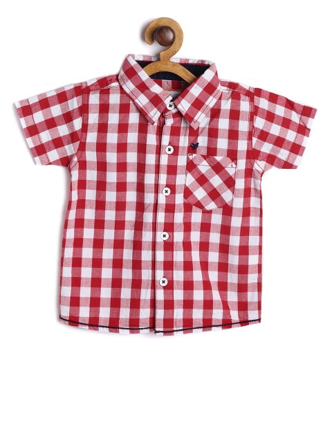 

612 league Boys Red Classic Gingham Checks Checked Casual Shirt