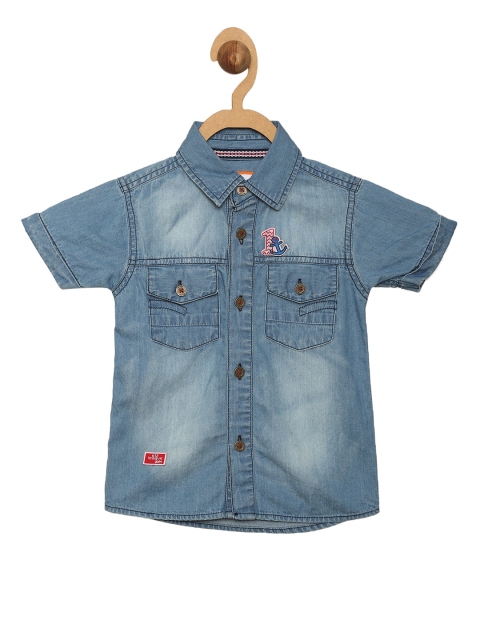 

612 league Boys Blue Classic Cotton Casual Shirt