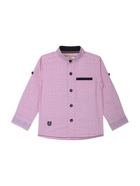 

612 league Boys Pink Classic Printed Casual Shirt