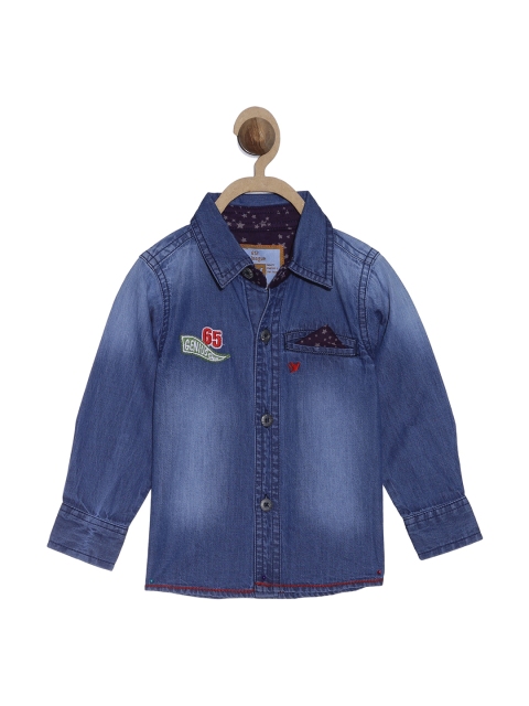 

612 league Boys Blue Classic Denim Casual Shirt