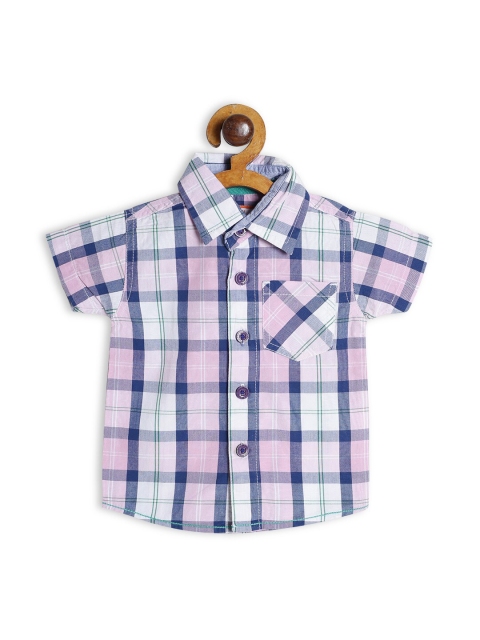 

612 league Infant Boys Pink & Blue Classic Regular Fit Checked Cotton Casual Shirt