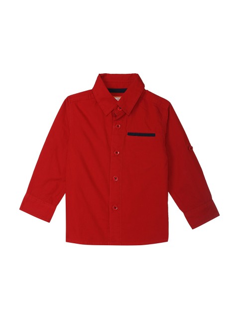 

612 league Boys Red Classic Casual Shirt