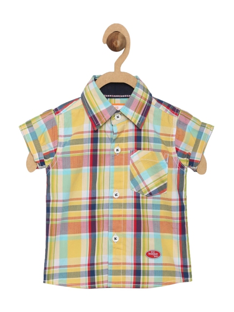 

612 league Boys Yellow Classic Checked Casual Shirt