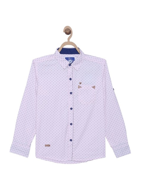 

612 league Boys Pink & Blue Classic Regular Fit Printed Cotton Party Shirt