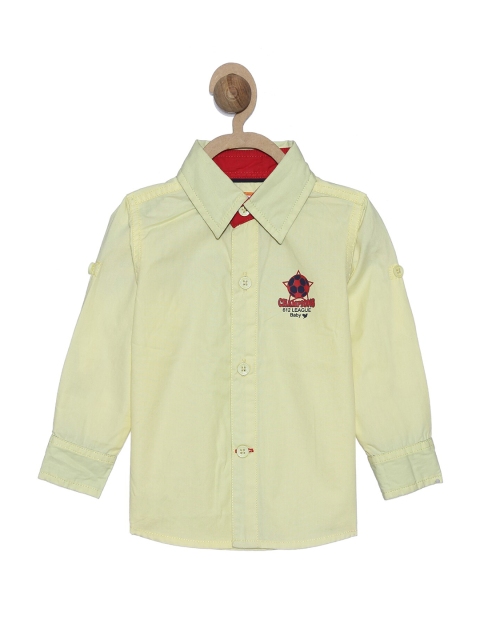 

612 league Boys Yellow Classic Cotton Casual Shirt