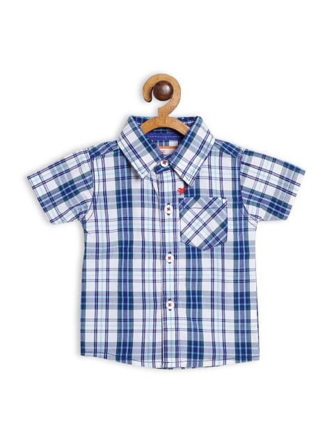 

612 league Boys White & Blue Classic Checked Casual Shirt