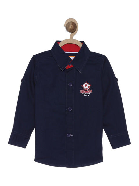 

612 league Boys Navy Blue Classic Casual Shirt
