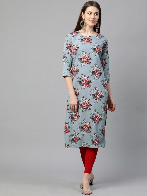 

KALINI Women Grey Floral Printed Kurta