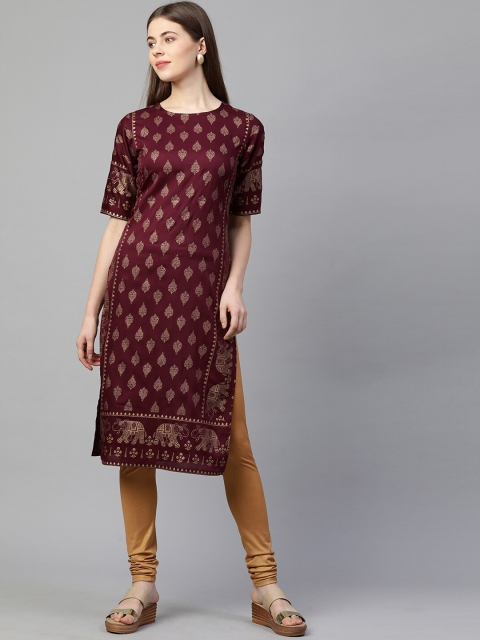 

KALINI Women Maroon Ethnic Motifs Printed Kurta