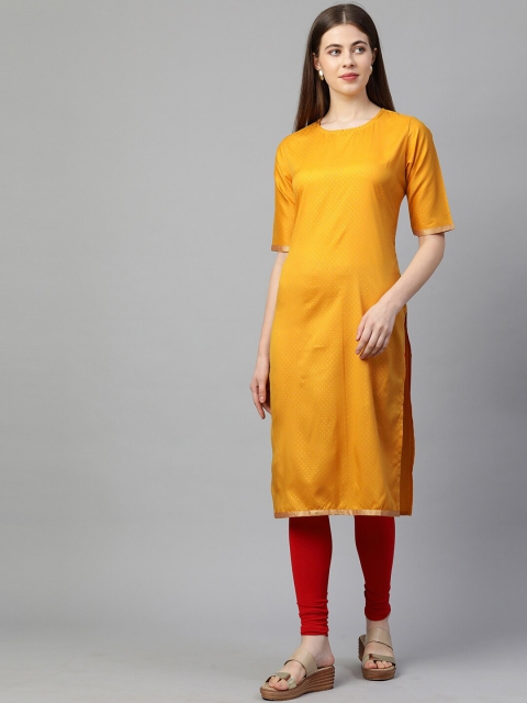 

KALINI Women Yellow Geometric Printed Kurta