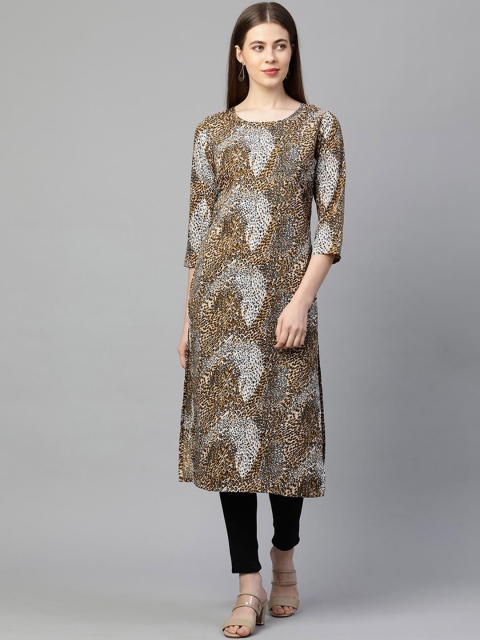 

KALINI Women Brown & Black Printed Kurta