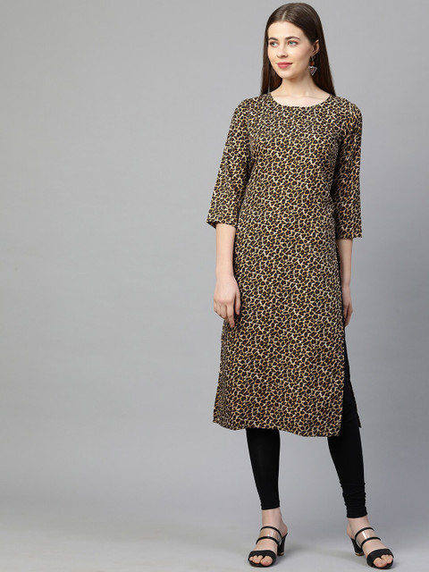 

KALINI Women Brown Printed Kurta
