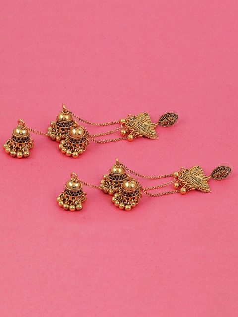 

Jewelz Gold-Toned & Gold Plated Contemporary Jhumkas Earrings