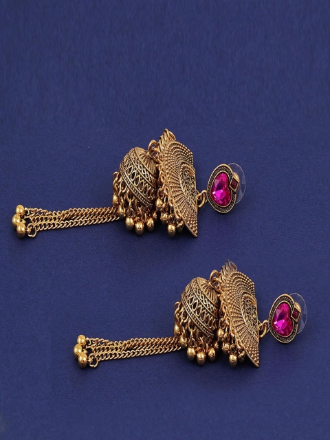 

Jewelz Pink & Gold-Toned Contemporary Drop Earrings