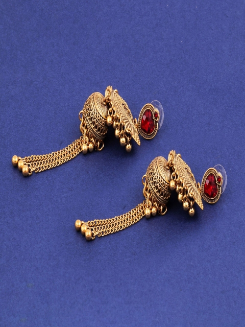 

Jewelz Red Contemporary Jhumkas Earrings