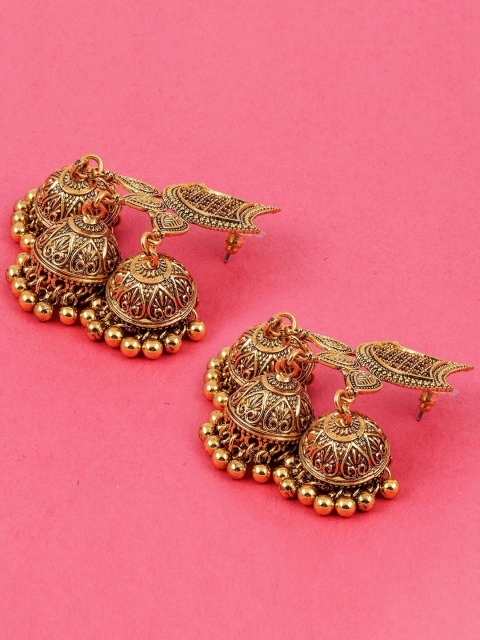 

Jewelz Gold-Toned Dome Shaped Jhumkas Earrings