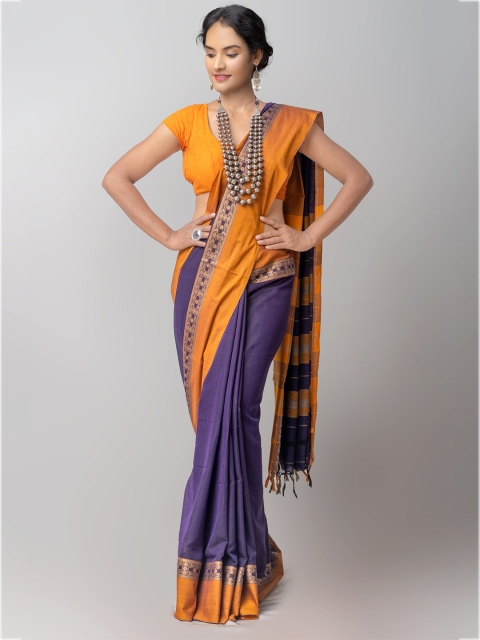

Unnati Silks Violet Pure Cotton Kanjeevaram Saree