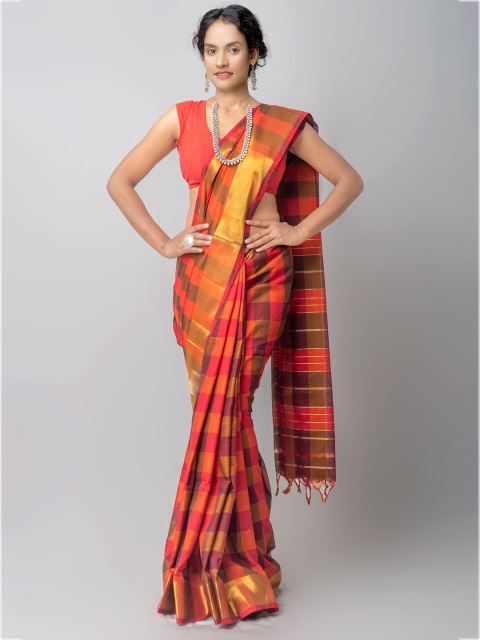 

Unnati Silks Multi Color Woven Design Pure Cotton Pure Handloom Chettinad Saree