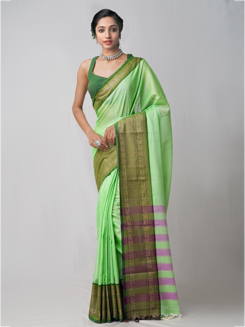

Unnati Silks Green Pure Cotton Narayan Peth Saree