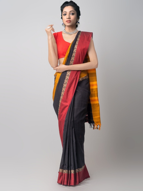 

Unnati Silks Black Pure Cotton Kanjeevaram Saree