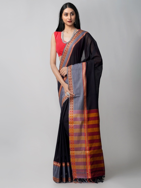 

Unnati Silks Black & Blue Pure Cotton Chettinad Saree