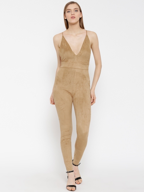 

FOREVER 21 Beige Velvet Finish Jumpsuit