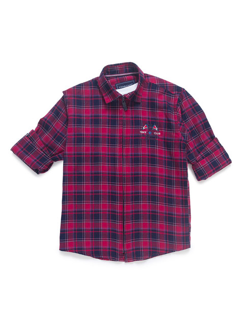 

CHARCHIT Boys Red Tartan Checks Checked Casual Shirt