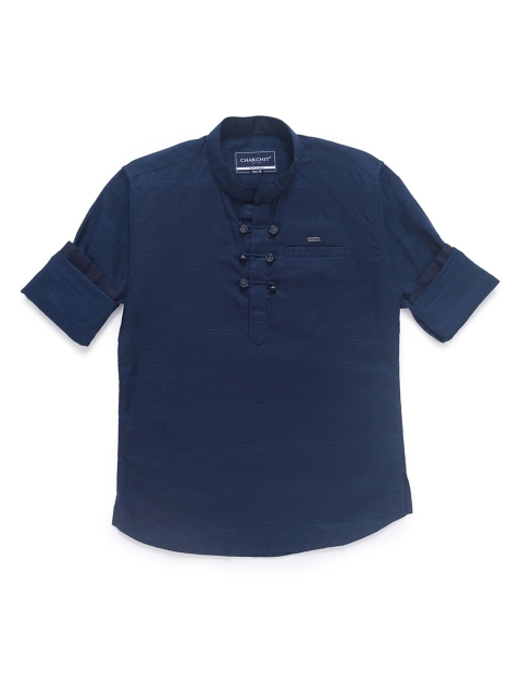 

CHARCHIT Boys Navy Blue Casual Shirt