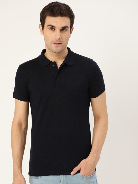 

PORTBLAIR Men Navy Blue Polo Collar Relaxed Fit T-shirt