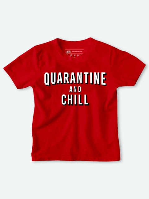 

BE AWARA Kids Red Typography Printed Applique T-shirt