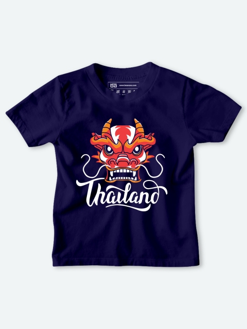 

BE AWARA Kids Navy Blue Printed Cotton T-shirt