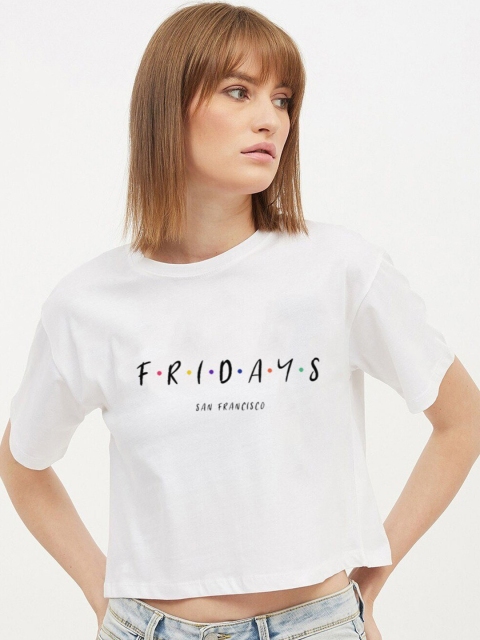 

Dipsha White & Black Print Boxy Crop Top