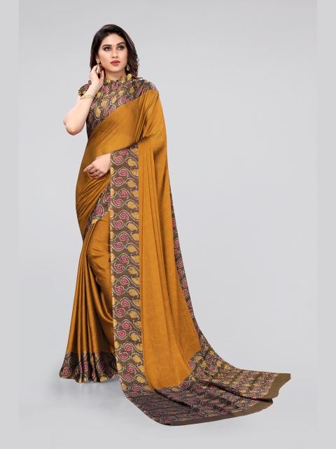 

KALINI Mustard & Brown Paisley Bandhani Chiffon Saree