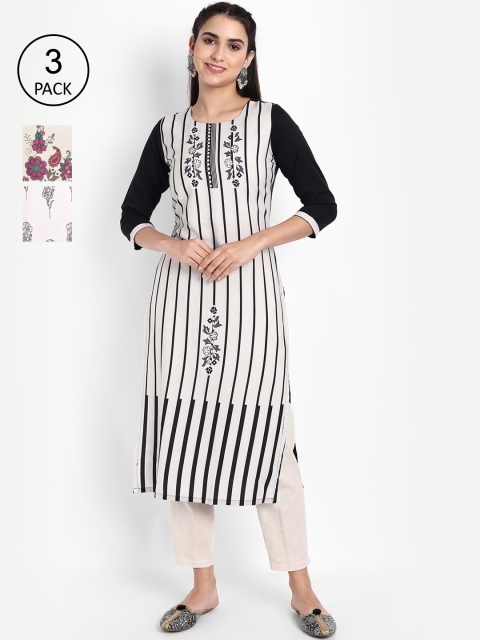 

KALINI Pack of 3 Women Printed Crepe Kurta, Multi