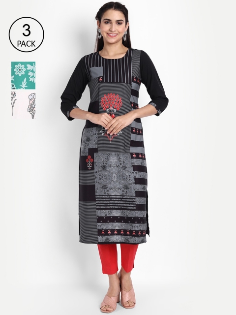 

KALINI Women Pack Of 3 Digital Print Straight Kurta, Green