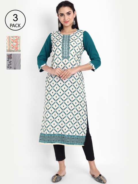 

KALINI Women Multicoloured Ethnic Motifs Printed Crepe Kurta, Multi
