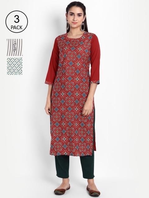 

KALINI Women Multicoloured Ethnic Motifs Printed Crepe Kurta, Multi