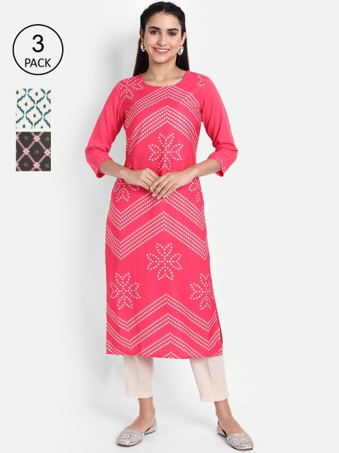 

KALINI Women Multicoloured Geometric Printed Crepe Kurta, Multi