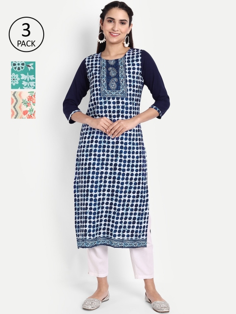

KALINI Women Multicoloured Printed Thread Work Crepe Kurta, Multi