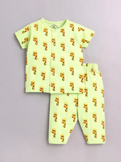 

Clt s Kids Green Printed Pure Cotton Night suit