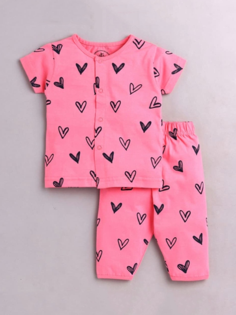 

Clt.s Kids Pink & Black Printed Pure Cotton Night suit