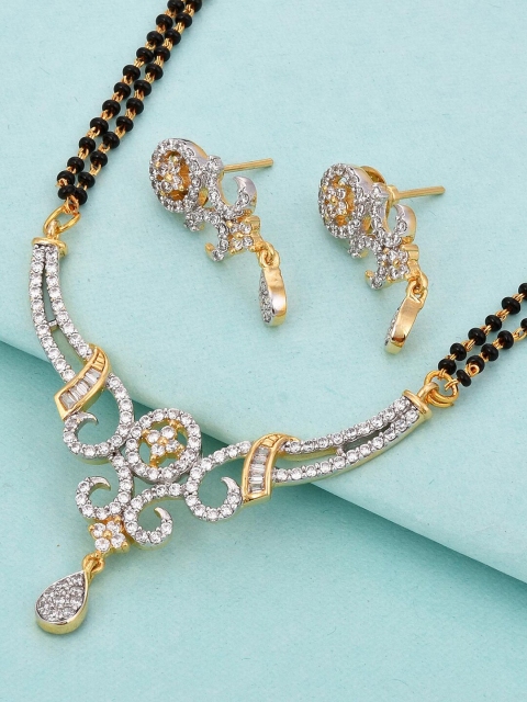 

Tistabene Black & White American Diamonds Studded Managalsutra Set