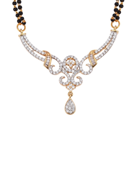 

Tistabene Women Gold-Plated White & Black Contemporary Mangalsutra Set